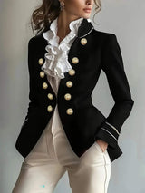 Decorative Button Hight-Low Blazer with Cuff Trim - Trendsi - Flyclothing LLC