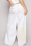 POL Raw Hem Star Patch Wide Leg Pants - Trendsi