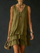 Full Size Ruffled Hem V-Neck Sleeveless Dress Plus Size - Trendsi - Flyclothing LLC