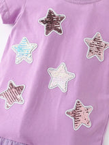 Children's Star Round Neck Tulle Hem Dress - Trendsi - Flyclothing LLC