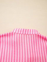 Stripe Flare Sleeve Half Placket Tiered Flowy Mini Dress - Trendsi - Flyclothing LLC
