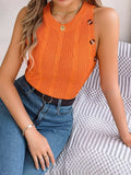 Cable-Knit Round Neck Vest - Trendsi - Flyclothing LLC