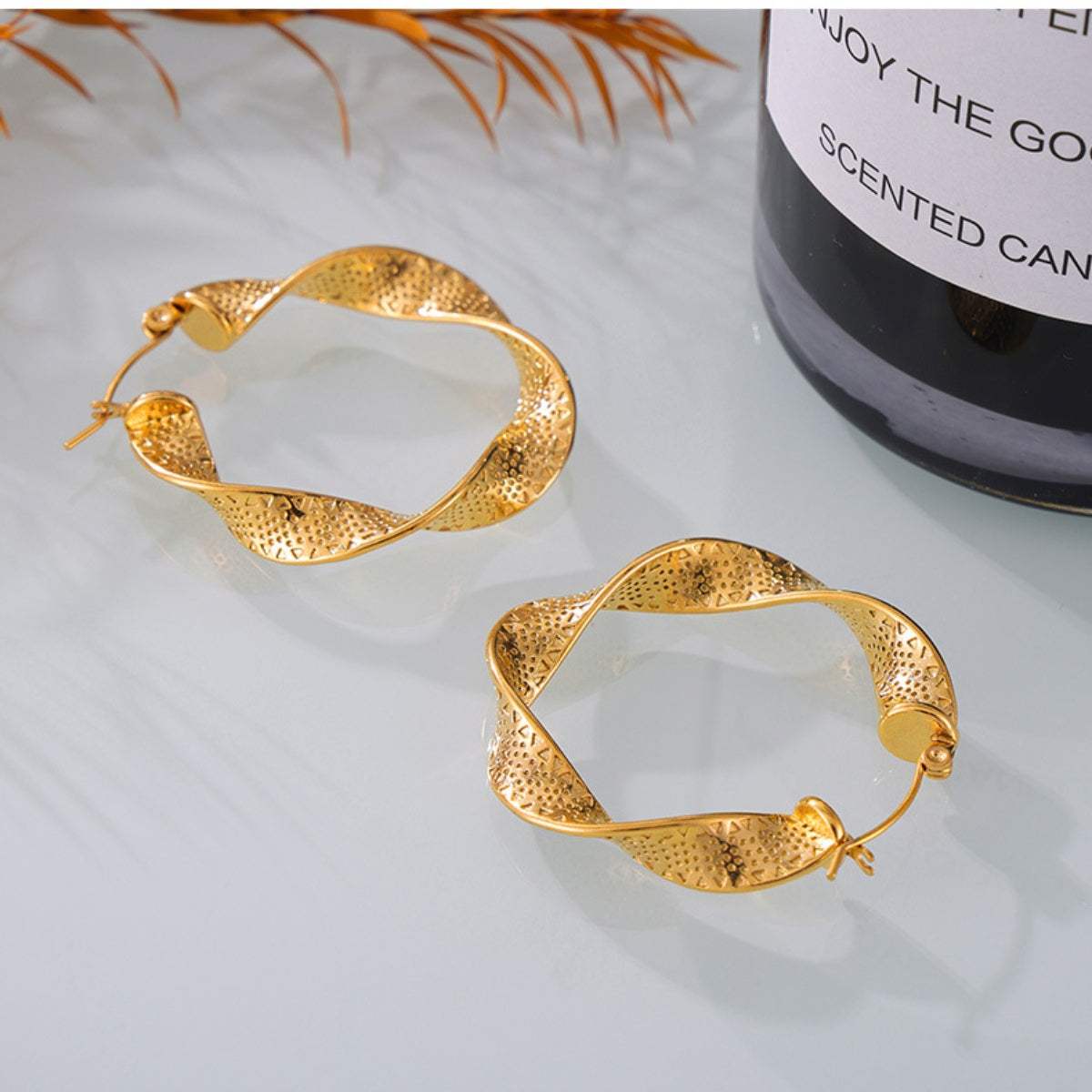 Titanium Steel Twisted Earrings - Trendsi - Flyclothing LLC