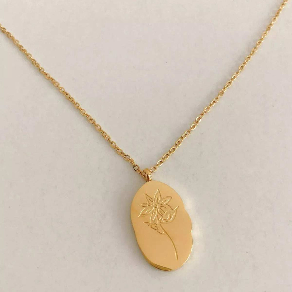 18K Gold-Plated Engraved Pendant Necklace - Trendsi - Flyclothing LLC