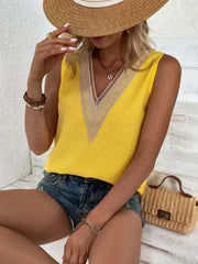 Full Size Lace Detail V-Neck Tank - Trendsi