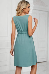 Buttoned Wide Strap Mini Dress - Trendsi - Flyclothing LLC