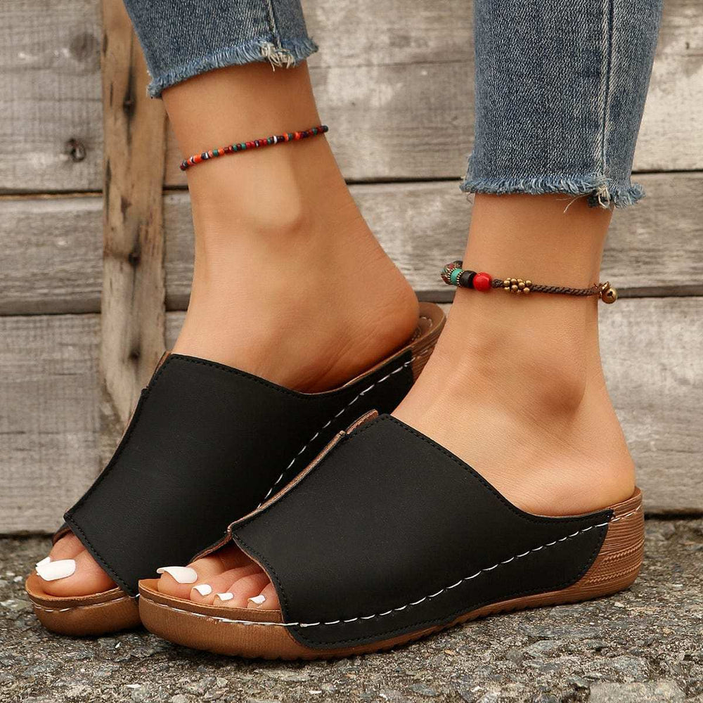 Open Toe Wedge Sandals - Trendsi - Flyclothing LLC
