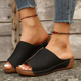 Open Toe Wedge Sandals - Trendsi - Flyclothing LLC