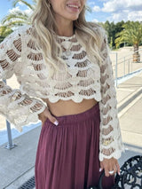Crochet Long Sleeve Knit Cover Up - Trendsi - Flyclothing LLC