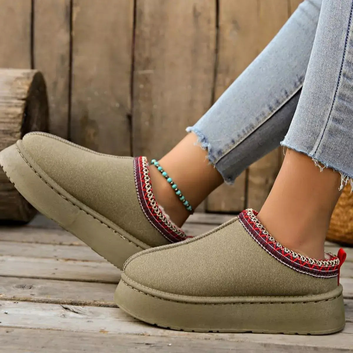 Plush Lined Platform Ankle Boots - Trendsi - Flyclothing LLC