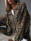 Leopard Button Up Long Sleeve Denim Top - Trendsi - Flyclothing LLC