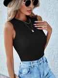 Textured Round Neck Tank - Trendsi - Flyclothing LLC