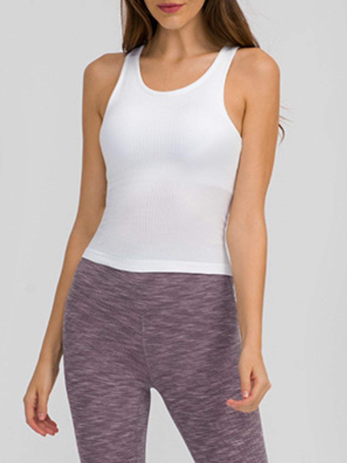 Round Neck Racerback Active Tank - Trendsi - Flyclothing LLC