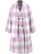 Plaid Button Up Long Sleeve Coat - Trendsi - Flyclothing LLC