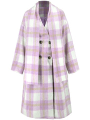 Plaid Button Up Long Sleeve Coat - Trendsi