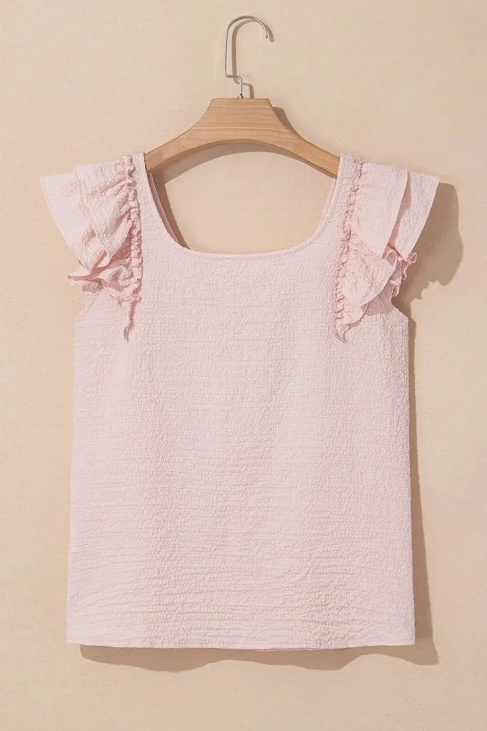 Textured Bow Knot Frilled Butterfly Sleeve Blouse - Trendsi - Flyclothing LLC
