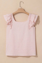 Textured Bow Knot Frilled Butterfly Sleeve Blouse - Trendsi - Flyclothing LLC