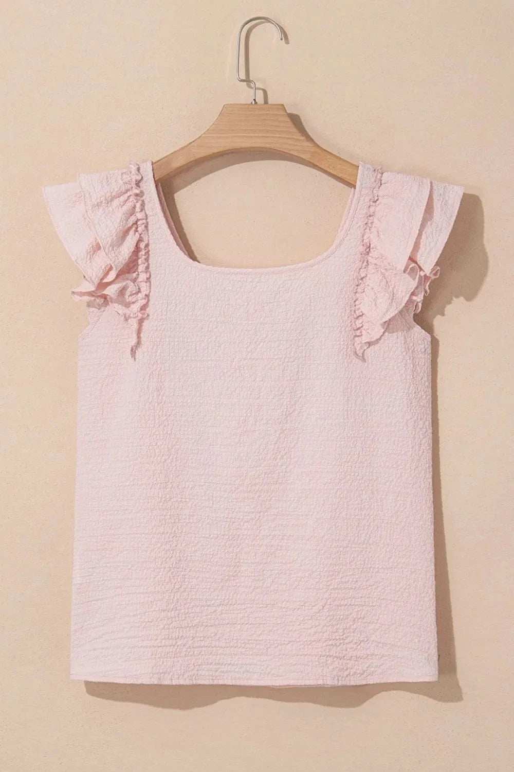 Textured Bow Knot Frilled Butterfly Sleeve Blouse - Trendsi - Flyclothing LLC