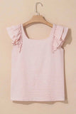 Textured Bow Knot Frilled Butterfly Sleeve Blouse - Trendsi - Flyclothing LLC