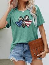 US Flag Leopard Heart Graphic Tee - Trendsi - Flyclothing LLC
