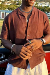 Men's Plus Size Button Down Short Sleeve Shirt - Trendsi - Flyclothing LLC