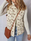 Floral Print Zip Up Quilted Vest - Trendsi - Flyclothing LLC
