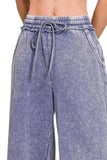 Zenana Acid Wash Fleece Palazzo Sweatpants with Pockets - Trendsi - Flyclothing LLC