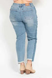 Judy Blue Full Size Vintage Wash Side Panel Detail with Fray Hem Slim Plus Size - Trendsi - Flyclothing LLC