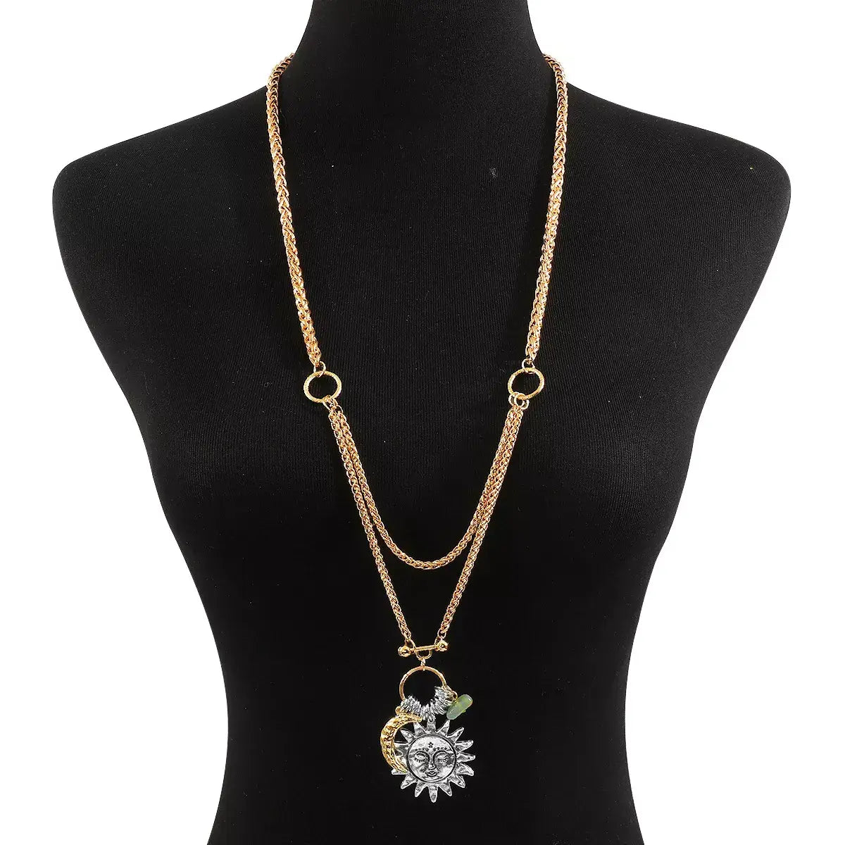 Moon & Sun Pendant Necklace - Trendsi - Flyclothing LLC