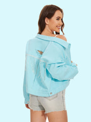 Distressed Distressed Button Up Denim Jacket - Trendsi