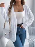 Openwork Open Front Long Sleeve Cardigan - Trendsi - Flyclothing LLC