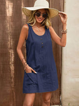 Decor Button Mini Tank Dress with Pockets - Trendsi - Flyclothing LLC