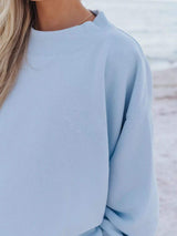 Relaxed Fit Round Neck Sweatshirt and Shorts Set - Trendsi - Flyclothing LLC