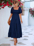 Tiered Smocked Short Sleeve Dress - Trendsi - Flyclothing LLC