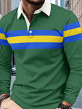 Men's Full Size Collared Contrast Striped Polo Plus Size - Trendsi
