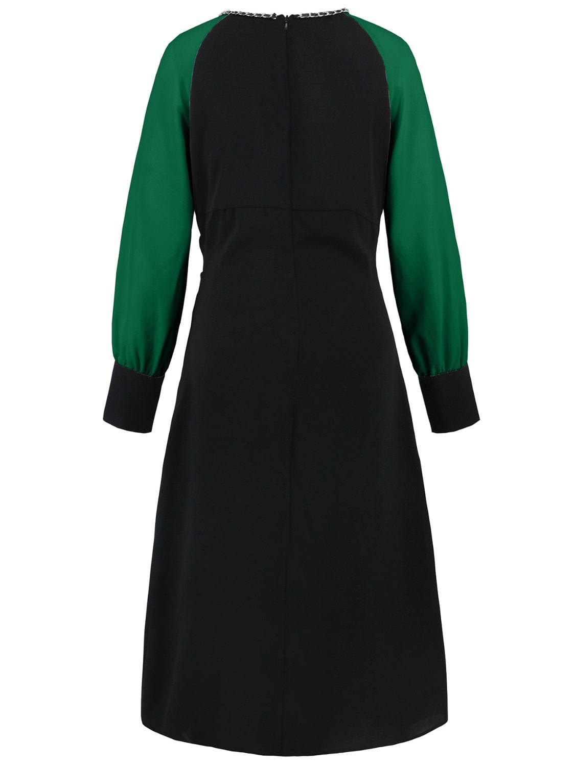 Ruched Contrast Long Sleeve Midi Dress - Trendsi