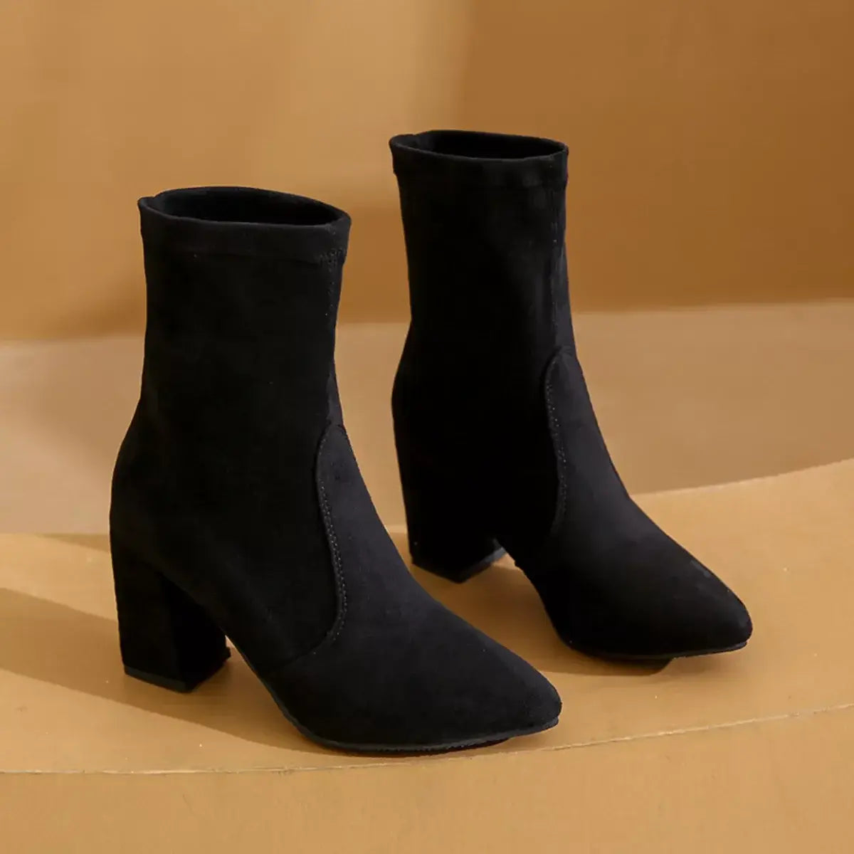 Point Toe Block Heels Boots - Trendsi - Flyclothing LLC