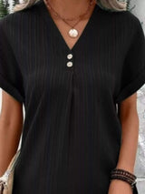 Full Size Casual V-Neck Short Sleeve Dress Plus Size - Trendsi - Flyclothing LLC