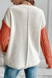 Color Block Round Neck Long Sleeve Sweater - Trendsi - Flyclothing LLC