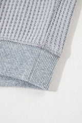 Waffle-Knit Round Neck Long Sleeve Top - Trendsi - Flyclothing LLC