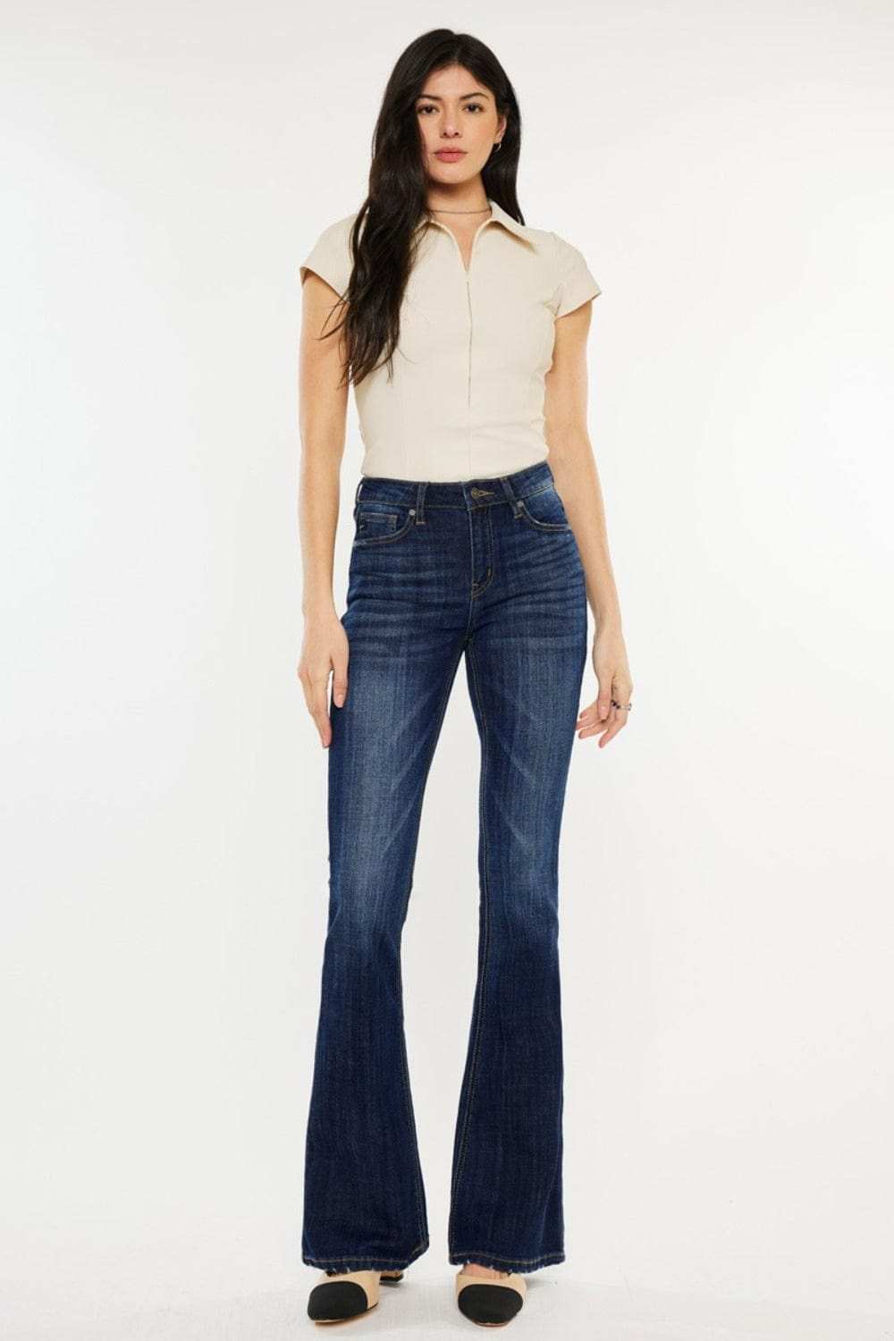 Kancan Full Size Mid Rise Slim Flare Jeans - Trendsi - Flyclothing LLC