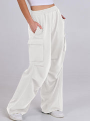 Elastic Waist Wide Leg Pants with Pockets - Trendsi