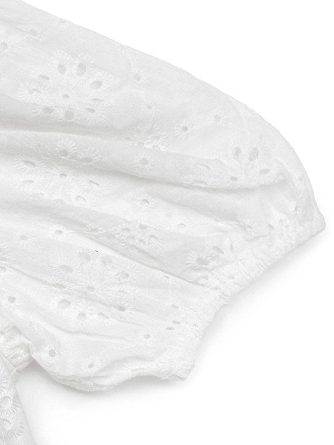 Perfee Tied Eyelet Short Sleeve Bodysuit - Trendsi - Flyclothing LLC