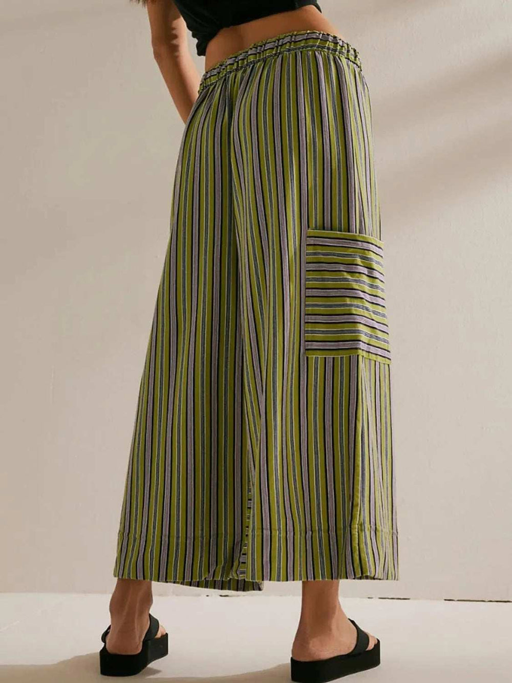 Contrast Striped Wide leg Pants - Trendsi - Flyclothing LLC