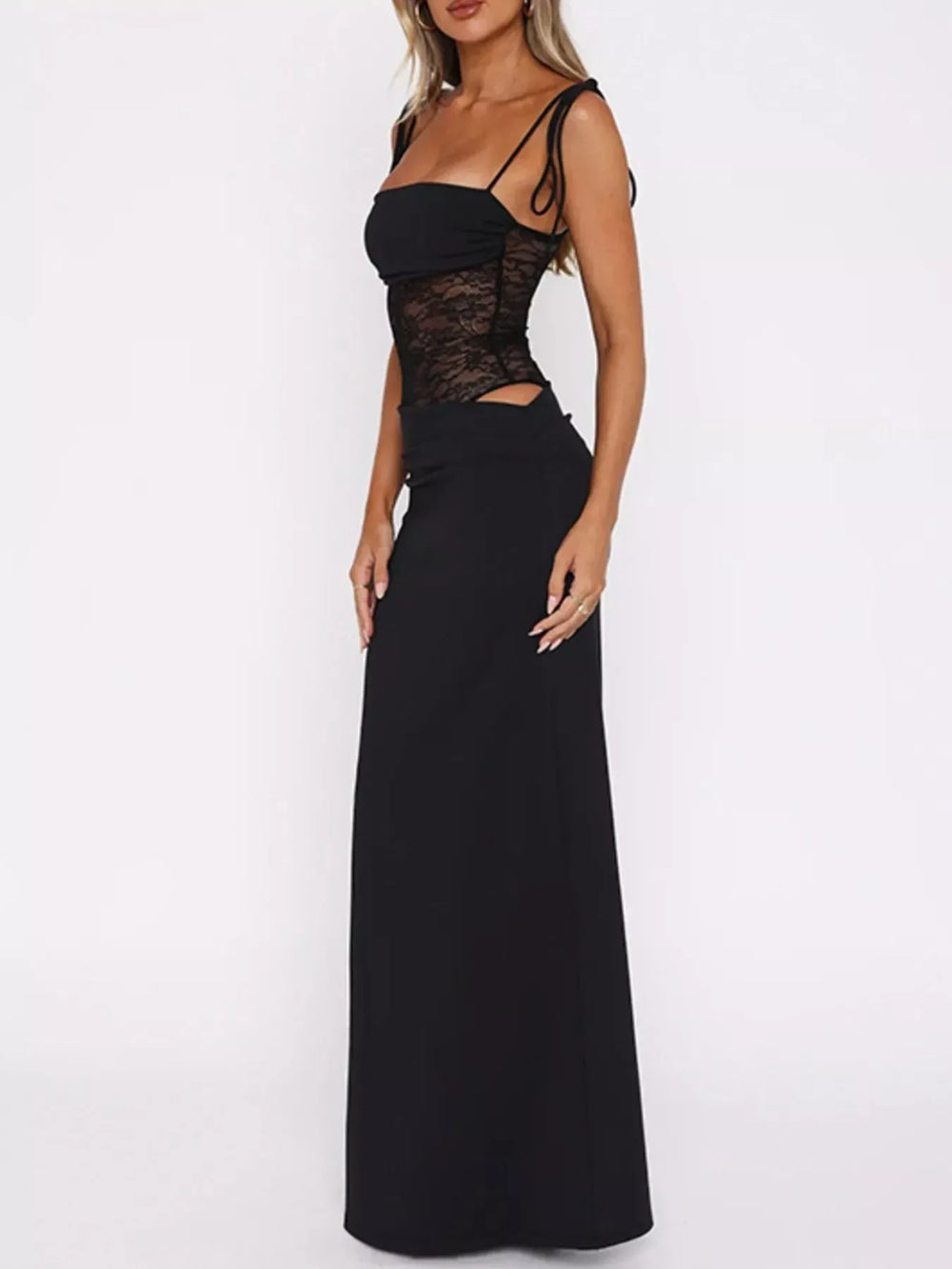 Lace Cutout Tie Shoulder Maxi Dress - Trendsi - Flyclothing LLC
