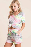 BiBi Tie Dye Print Shorts With Twill Tape Drawstring - Trendsi - Flyclothing LLC