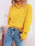 Ribbed Contrast Trim Long Sleeve Sweater - Trendsi - Flyclothing LLC