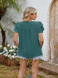 Cutout Round Neck Short Sleeve Blouse - Trendsi - Flyclothing LLC