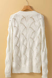 Openwork V-Neck Long Sleeve Sweater - Trendsi - Flyclothing LLC