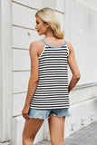 Florira Contrast Striped Round Neck Cami - Trendsi